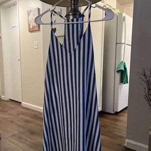 Blue and White Stripped Shift Dress